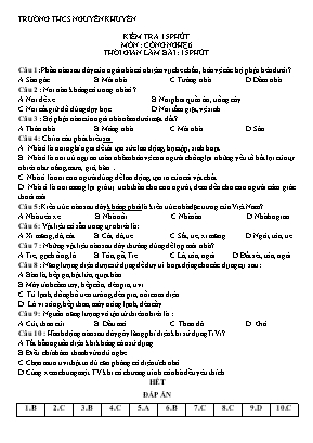 Đề kiểm tra 15 phút môn Công nghệ 6
